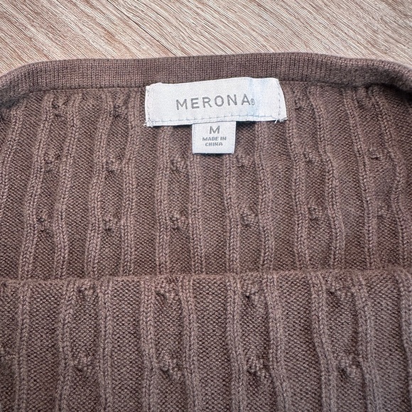 MERONA Y2K Vintage Brown Cable Knit Sweater Halter Top Size M - Picture 3 of 4